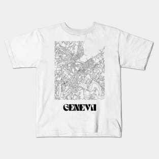 Retro Map of Geneva Switzerland Minimalist Line Drawing Kids T-Shirt